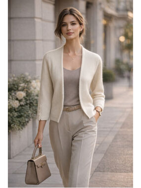 MaxMara Cashmere Cardigan Women’s S Cropped Quiet Luxury Soft Minimalist Ivory